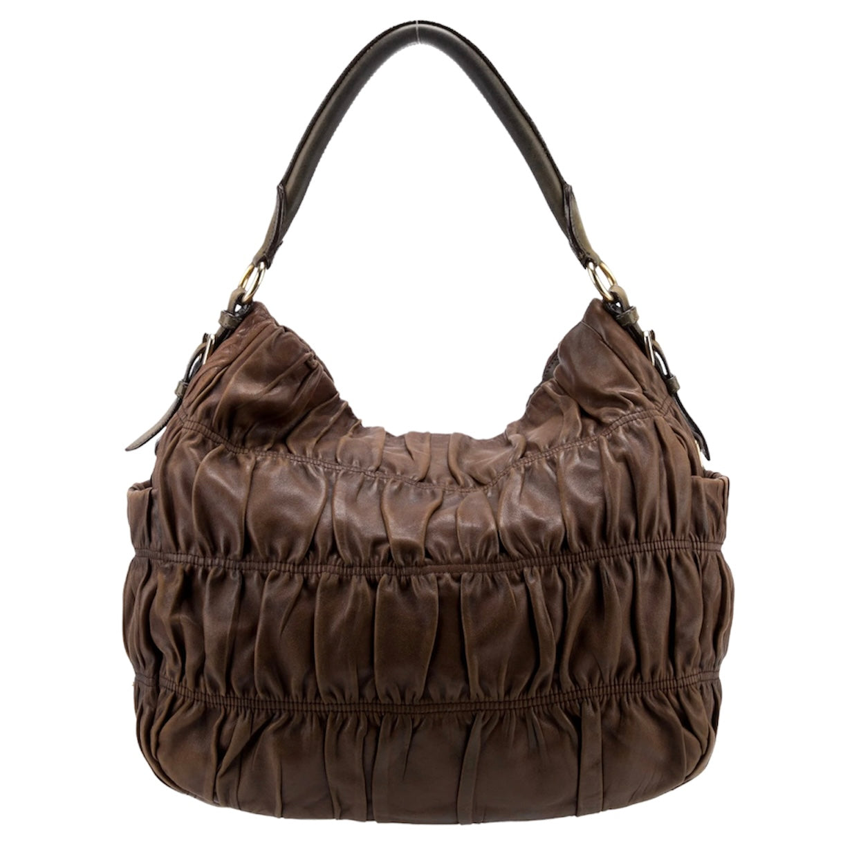 PRADA - Nappa sold Gaufre Antik Brown Tote Bag