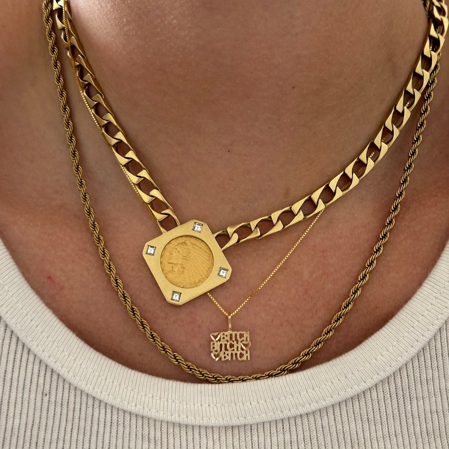 Bitch 14k Gold Necklace