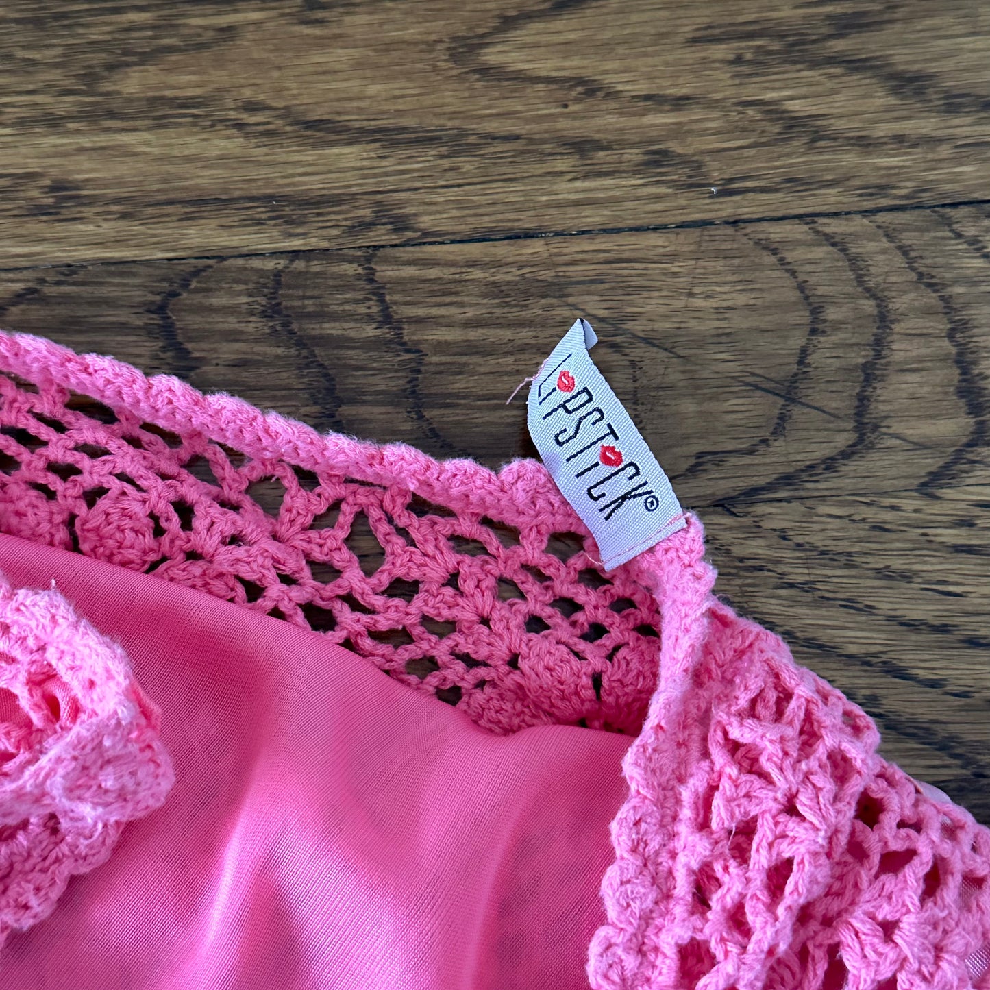 Vintage Pink Crochet Halter Top