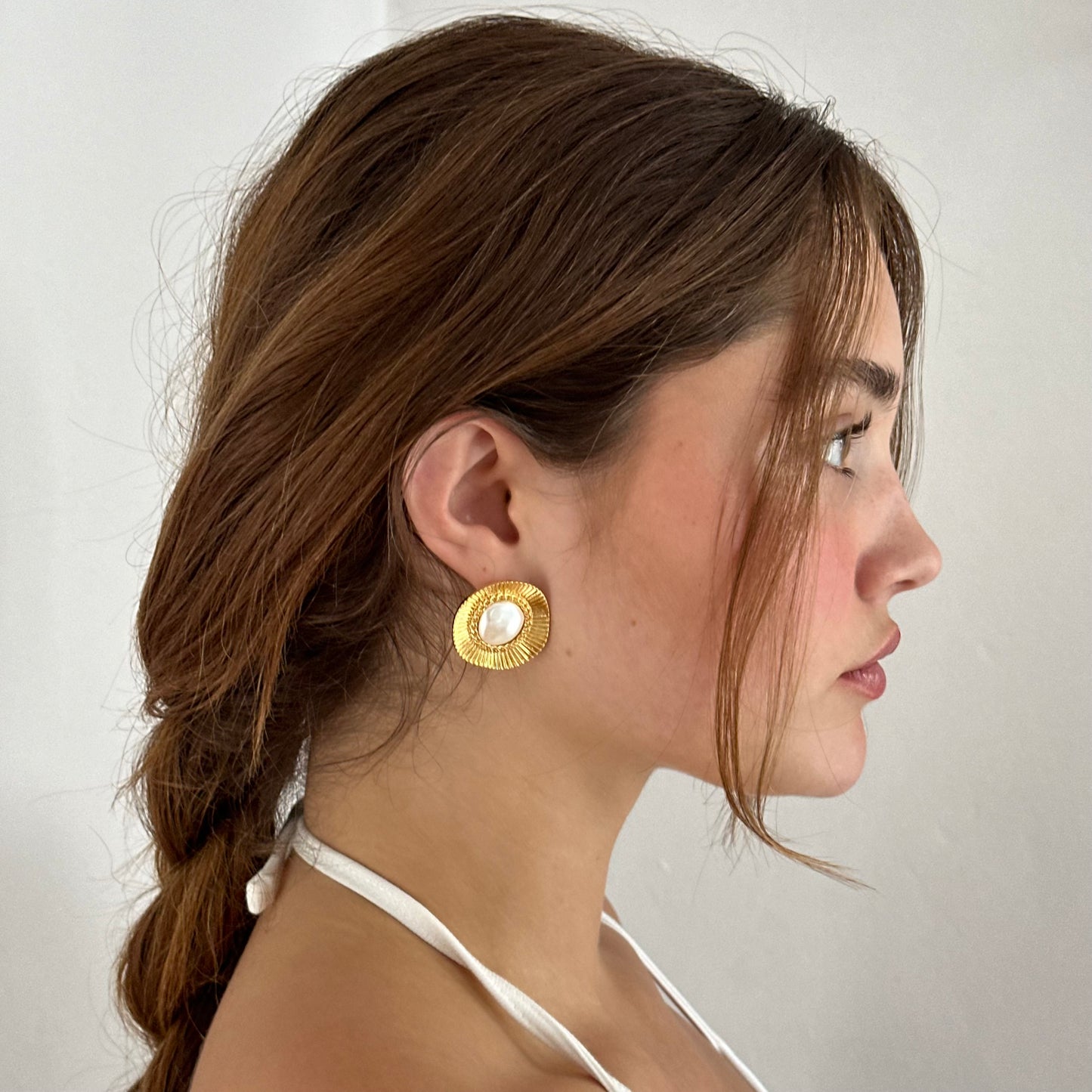 Pearl Gold Stud Earrings