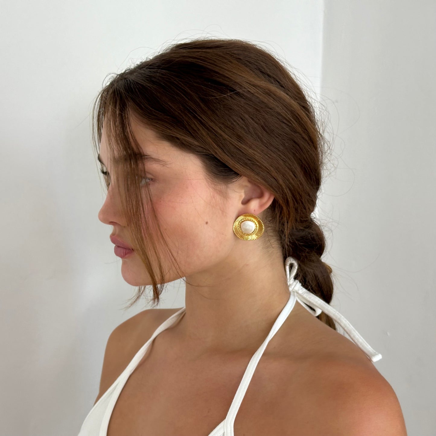 Pearl Gold Stud Earrings